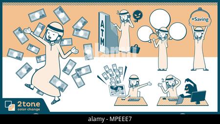 2tone type Arab men set 12 Stock Vector
