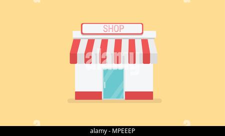 Shops and stores icon in flat design style vector illustration Stock Vector