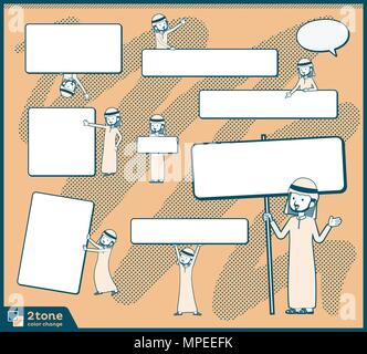 2tone type Arab men set 13 Stock Vector