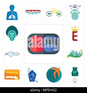 Set Of 13 simple editable icons such as 86, abortion, swift, neptune, scratch card, future city, dispatch, e crown, baboon can be used for mobile, web Stock Vector
