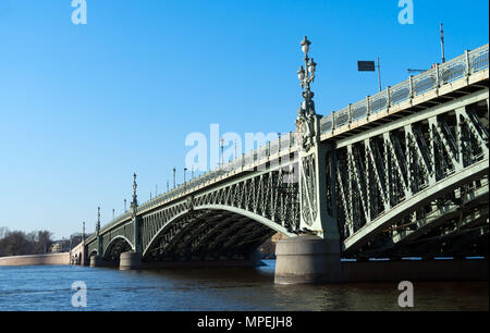 Troitsky drawbridge bridge across the Neva River in St. Petersburg. Stock Photo