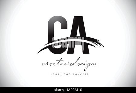 CA Letter Design with Brush Stroke and Modern 3D Look Vector ...