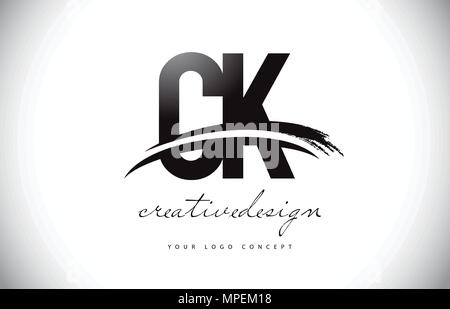 CK Letter Design with Brush Stroke and Modern 3D Look Vector ...