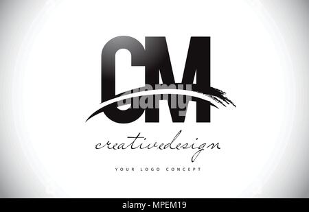 CM Letter Design with Brush Stroke and Modern 3D Look Vector ...