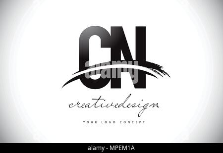 CN Letter Design with Brush Stroke and Modern 3D Look Vector ...