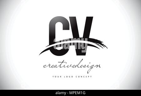 CV Letter Design with Brush Stroke and Modern 3D Look Vector ...