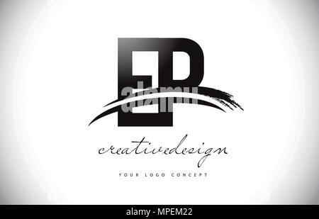EP Letter Design with Brush Stroke and Modern 3D Look Vector ...
