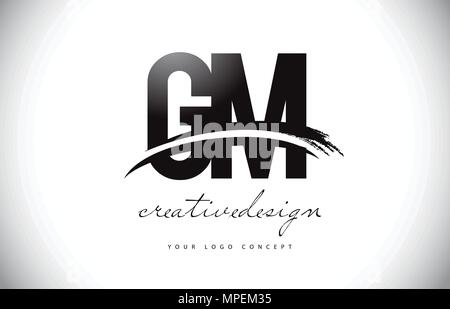 GM Letter Design with Brush Stroke and Modern 3D Look Vector ...