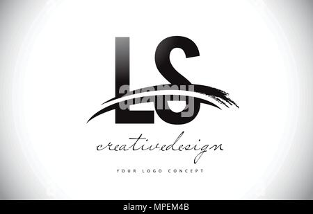 LS Letter Design with Brush Stroke and Modern 3D Look Vector ...