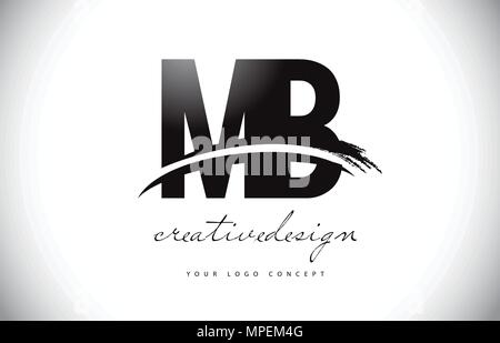 MB Letter Design with Brush Stroke and Modern 3D Look Vector ...