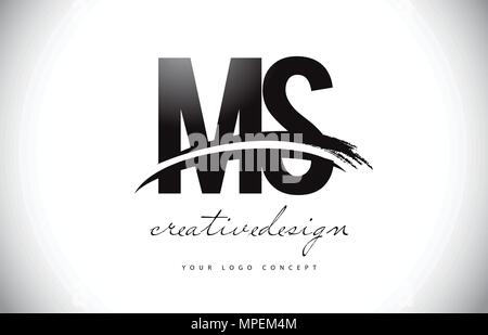 MS Letter Design with Brush Stroke and Modern 3D Look Vector ...