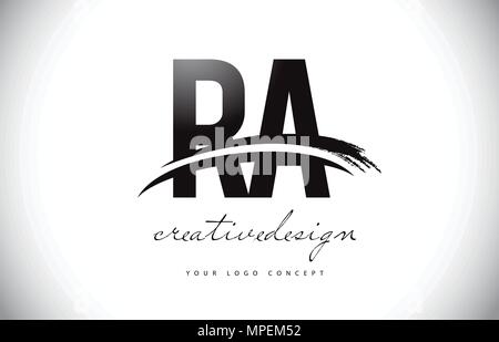 RA Letter Design with Brush Stroke and Modern 3D Look Vector ...