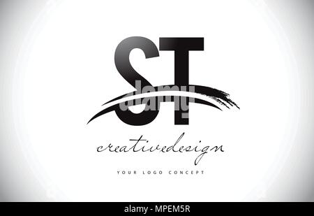 ST S T Letter Logo Design with Swoosh and Black Lines. Modern Creative ...