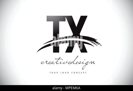 TX Letter Design with Brush Stroke and Modern 3D Look Vector ...