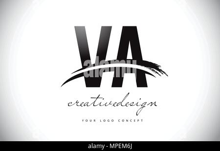 VA Letter Design with Brush Stroke and Modern 3D Look Vector ...
