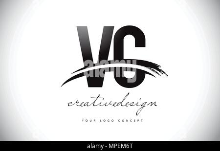 VC Letter Design with Brush Stroke and Modern 3D Look Vector ...