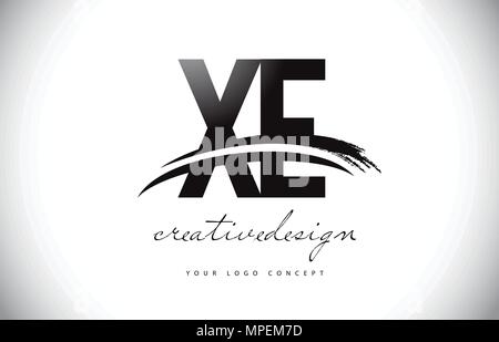 XE Letter Design with Brush Stroke and Modern 3D Look Vector ...