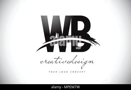 WB Letter Design with Brush Stroke and Modern 3D Look Vector ...