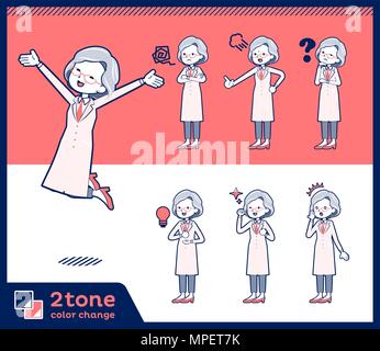 2tone type Research Doctor old women set 01 Stock Vector