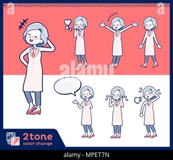 2tone type Research Doctor old women set 03 Stock Vector