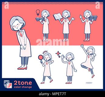 2tone type Research Doctor old women set 05 Stock Vector