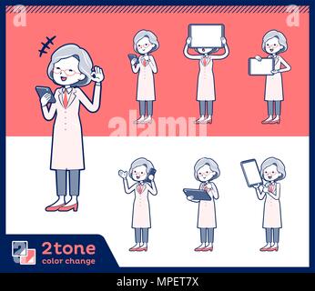 2tone type Research Doctor old women set 06 Stock Vector