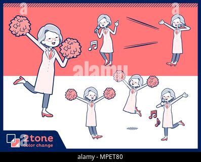 2tone type Research Doctor old women set 07 Stock Vector