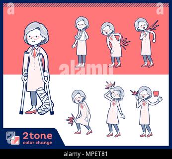 2tone type Research Doctor old women set 08 Stock Vector