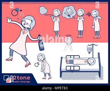 2tone type Research Doctor old women set 10 Stock Vector