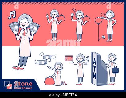 2tone type Research Doctor old women set 11 Stock Vector