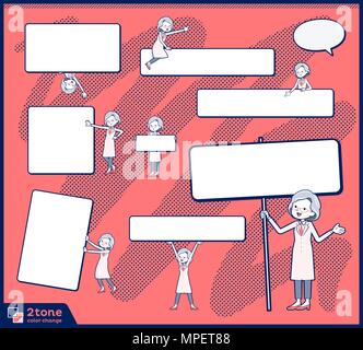 2tone type Research Doctor old women set 13 Stock Vector