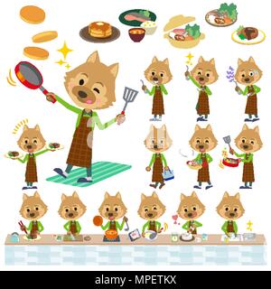 Set of various poses of animal dog man cooking Stock Vector