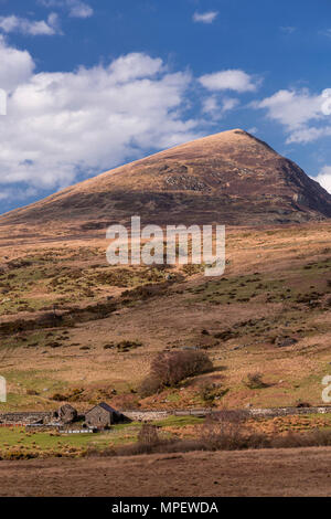 Mountains and moorland at Capel Curig, Snowdonia, North Wales on a bright sunny day Stock Photo
