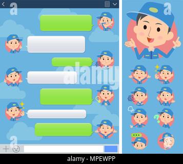 Set of various poses of Delivery man sns window Stock Vector