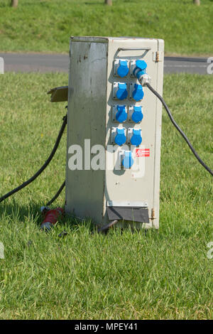 electric hook up for caravans Stock Photo