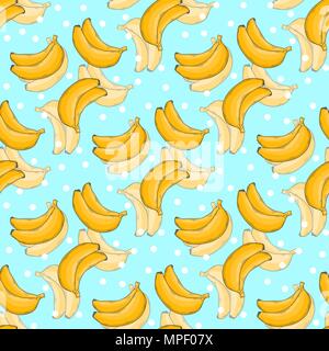 Banana pattern with polka dots Stock Vector