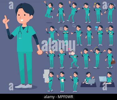 flat type surgical operation green wear men 1 Stock Vector