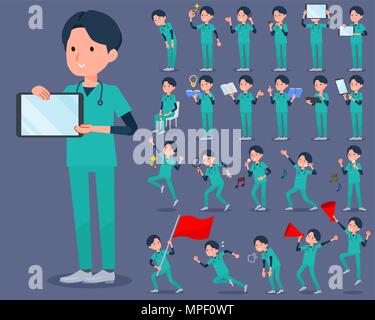 flat type surgical operation green wear men 2 Stock Vector