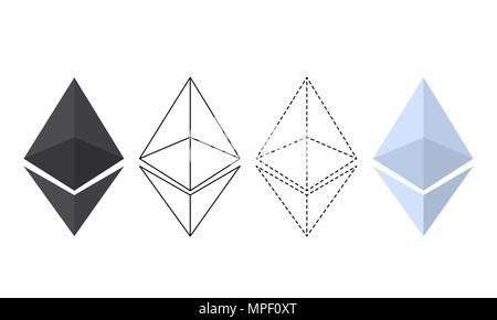 Ethereum chrystal set illustration Stock Vector