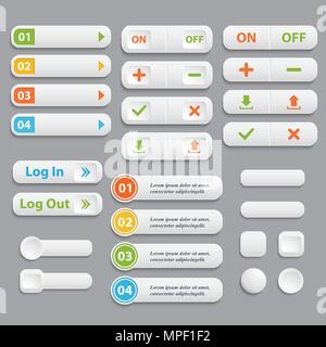 Web buttons collection.Vector realistic Stock Vector