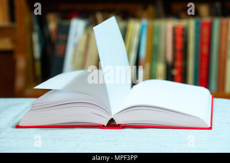 Open book on table. Back to school. Copy space Stock Photo