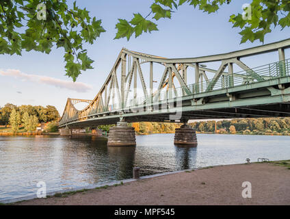 The Glienicke Bridge (German: Glienicker Brücke) is a bridge across the Havel River in Germany, connecting the Wannsee district of Berlin with the Bra Stock Photo