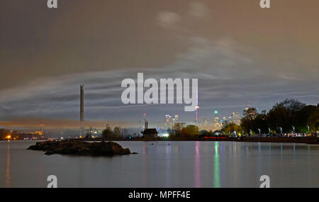 Toronto cityscape skyline view from the Beach area in summer eveniing Stock Photo