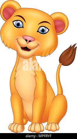 Cartoon lioness isolated on white background Stock Vector