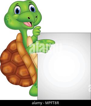 Cute turtle cartoon holding blank sign Stock Vector Image & Art - Alamy