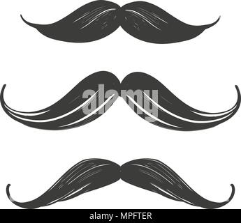 moustache set, manhood, humorous mask, icon cartoon hand drawn vector illustration sketch Stock Vector