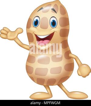 Cartoon peanut isolated on white background Stock Vector