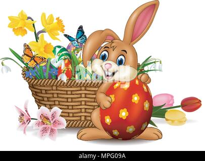 Cartoon bunny holding easter egg Stock Vector