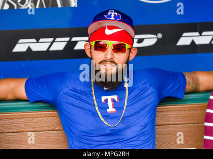 Aug 29, 2018: Texas Rangers second baseman Rougned Odor #12 during an  interleague MLB game between the National League Los Angeles Dodgers and  the Texas Rangers at Globe Life Park in Arlington