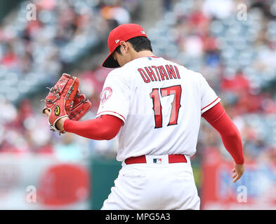 Los Angeles Angels starting pitcher Shohei Ohtani during the Major League Baseball game against the Tampa Bay Rays at Angel Stadium in Anaheim, California, United States, May 20, 2018. (Photo by AFLO) Stock Photo